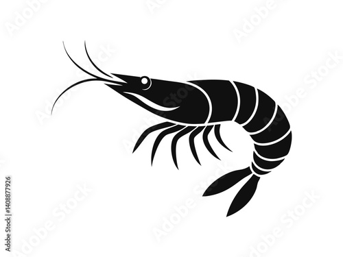 shrimp design of silhouette black and white vector illustration on white background 