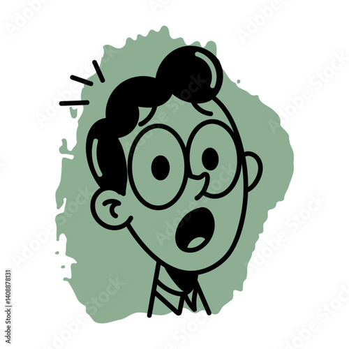 Hand drawn icon showing a character with shocked reaction 
