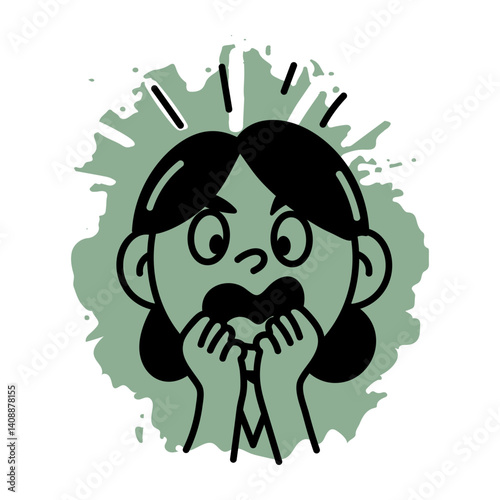 A hand drawn style icon of a scared character
