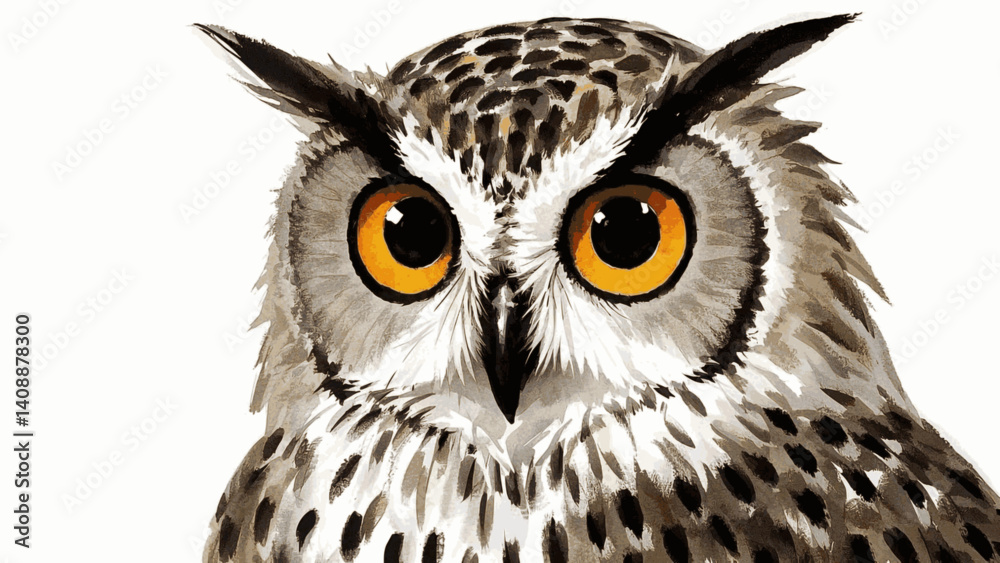 Naklejka premium Ethereal owl isolated watercolor vector illustration svg