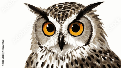 Ethereal owl isolated watercolor vector illustration svg