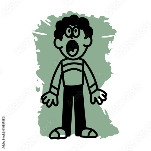 A character showing a taken aback reaction, hand drawn icon 
