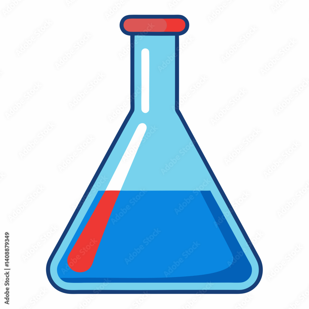 Laboratory Glassware Illustration Featuring Blue Liquid With Red Inclusions For Scientific Or Educational Designs Laboratory Glassware Illustration Featuring Blue Liquid With Red Inclusions For Scientific Or Educational Designs