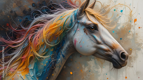 Portrait of amazing paint horse