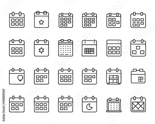 Modern Calendar Icons for Time Planning Applications