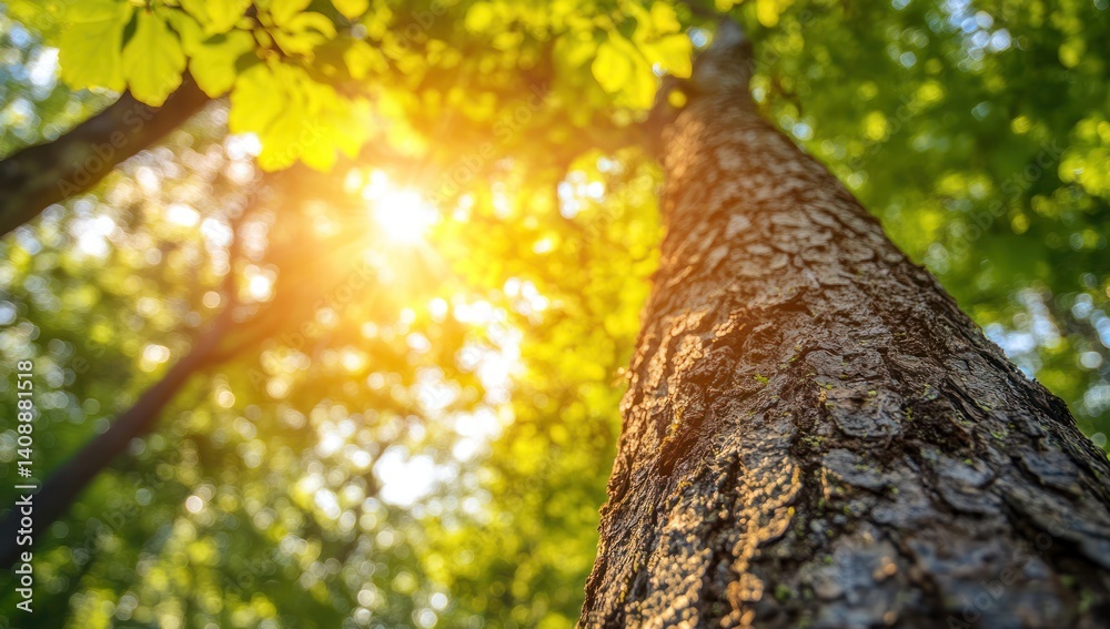 Fototapeta premium Majestic Tree in Sunlight: A Forest's Embrace