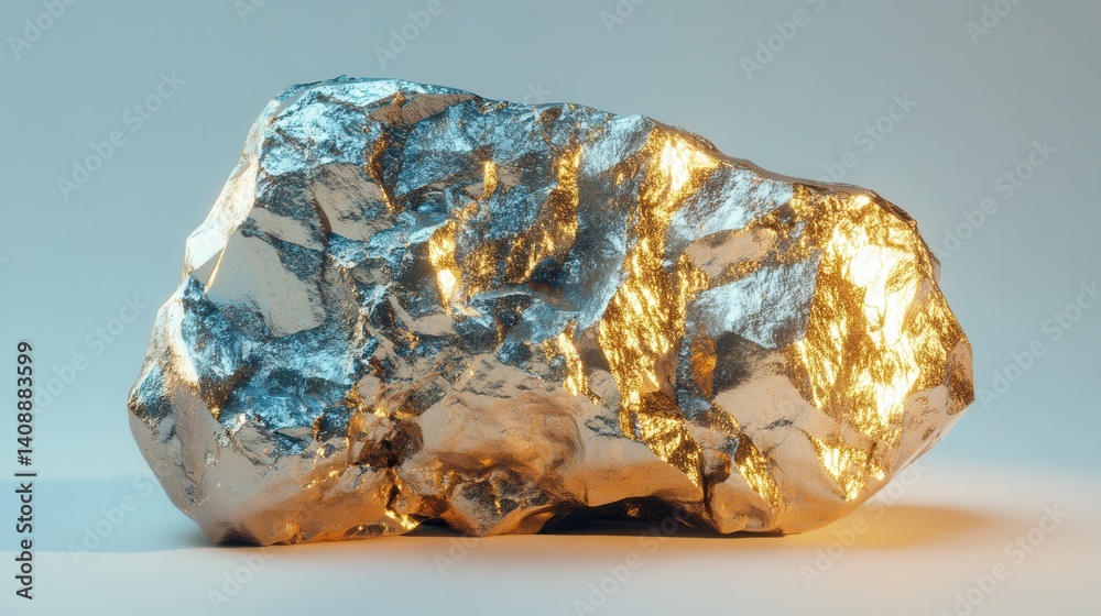 Raw Silver Nugget with Golden Reflections