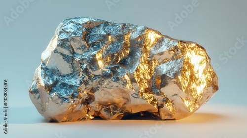 Obraz na płótnie Raw Silver Nugget with Golden Reflections
w salonie