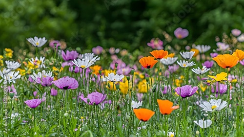 Vibrant Wildflower Meadow Blooming Summer Flowers