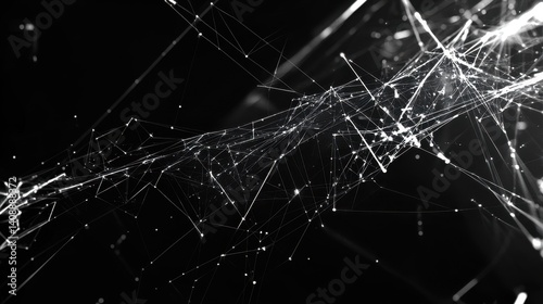 Obraz na płótnie Abstract black Network Connection Background, Data and Technology w salonie