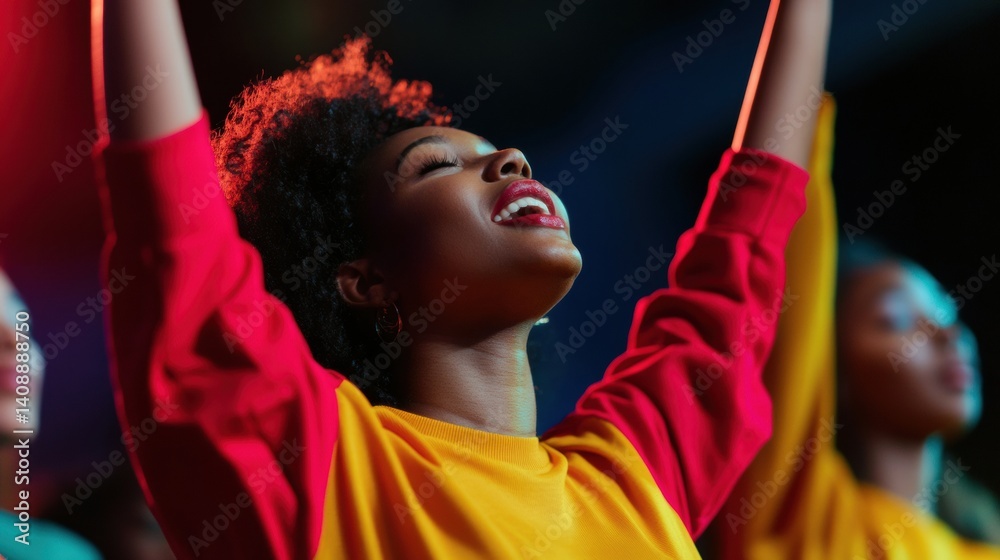 Naklejka premium Vibrant Spiritual Wellness Good Friday Gospel Choir Experience - Emotional Resilience and Cultural Heritage in Contemporary Worship Storytelling
