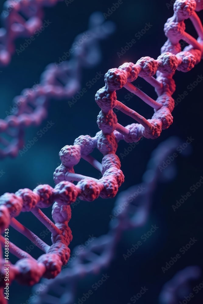 Close-up view of a DNA molecule in a research laboratory, science, genetic, research Close-up view of a DNA molecule in a research laboratory, science, genetic, research