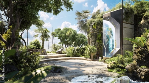 Obraz na płótnie Futuristic Tropical Oasis w salonie