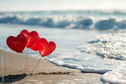 Obraz na płótnie Love Balloons on the Beach w salonie
