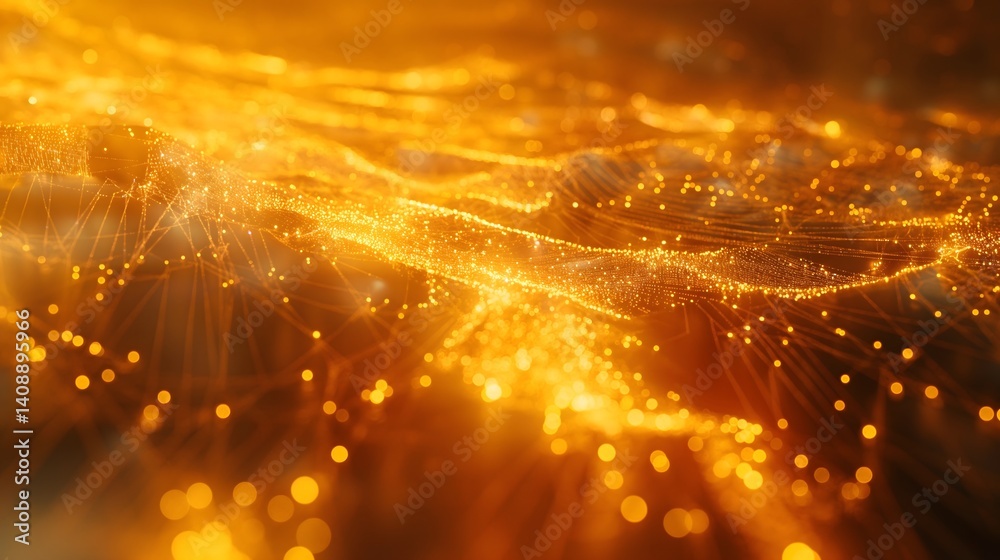 Golden Network Abstract Background