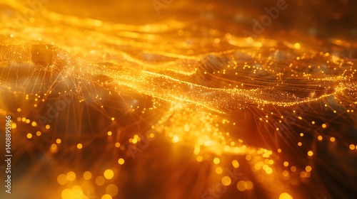 Obraz na płótnie Golden Network Abstract Background w salonie
