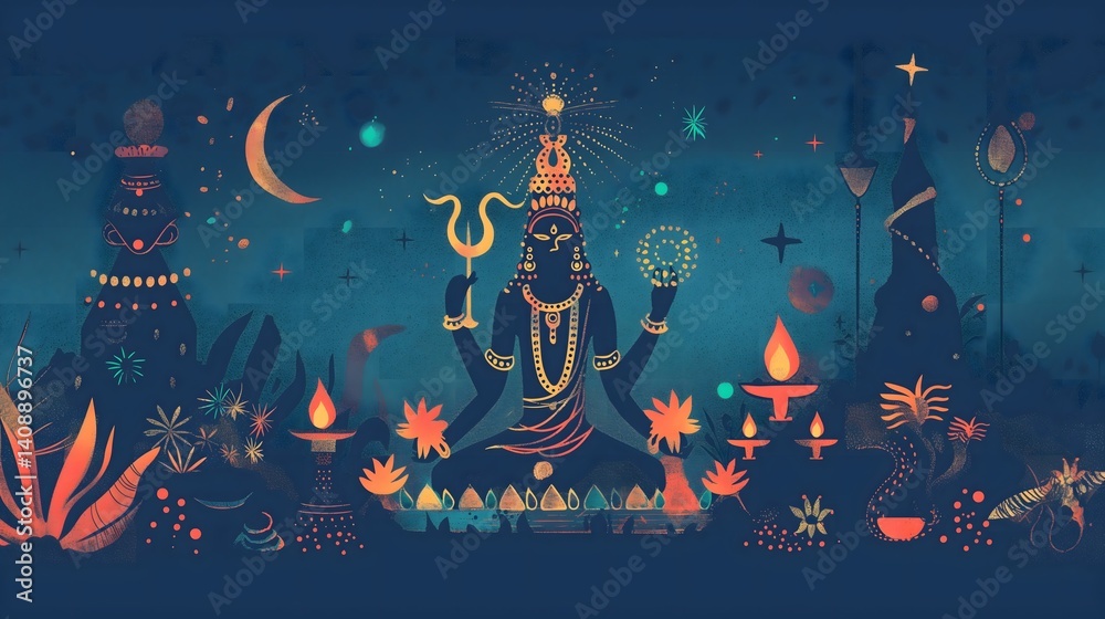 Mystical Deity in Cosmic Night