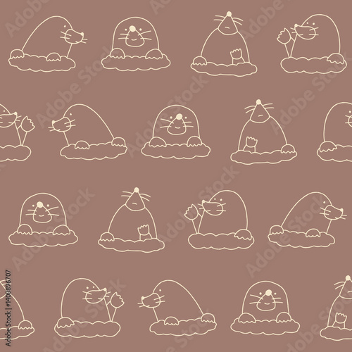 Outline Vector Mole Seamless Pattern Background for Print Fabric Surface Fashion Wrapping