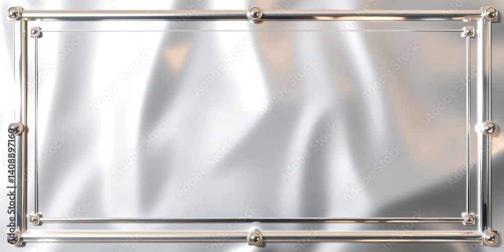 Obraz premium Elegant Silver Metal Frame on Smooth Background Luxury Design Template