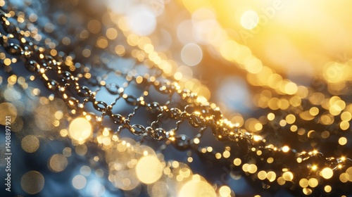 Obraz na płótnie Abstract Gold Chain with Bokeh Effect w salonie