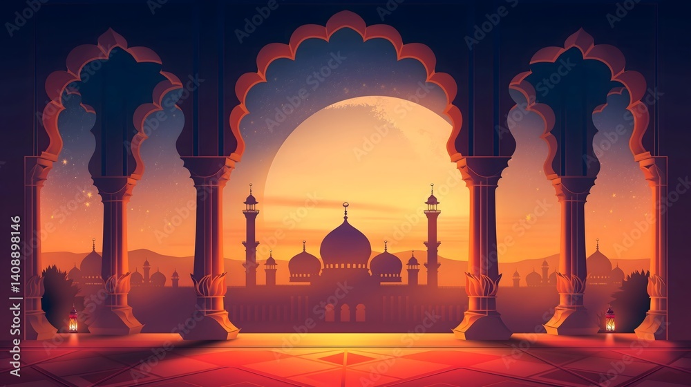 Islamic Mosque at Sunset