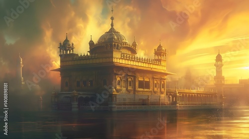 Obraz na płótnie Golden Temple at Sunrise w salonie