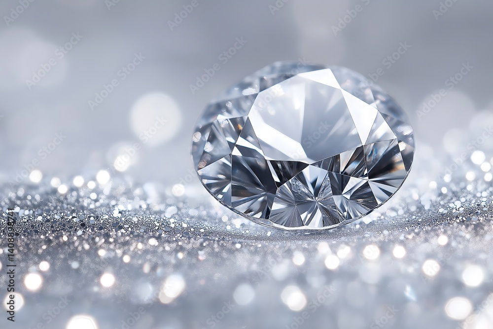 Radiant Diamond on a Silver Background