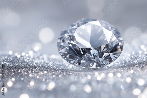 Obraz na płótnie Radiant Diamond on a Silver Background w salonie