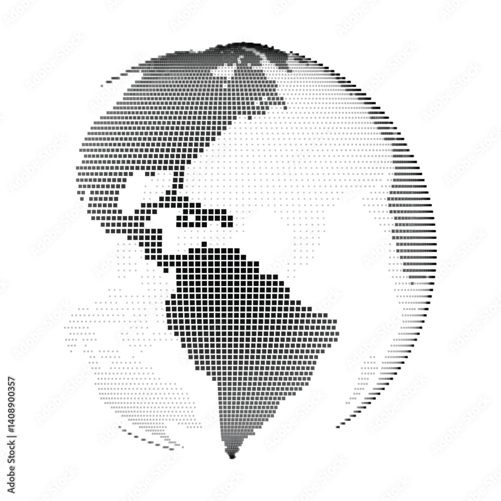 Fototapeta premium Pixelated Globe - Item 05