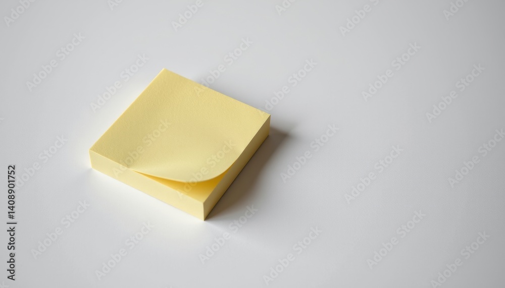 The sticky note pad features a clean white background with a simple, minimalist design The sticky note pad features a clean white background with a simple, minimalist design