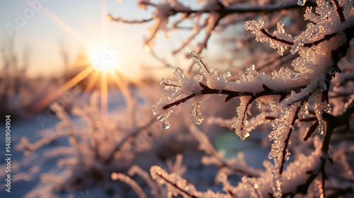 crisp dawn is ablaze with a celestial splendor, as dainty ice crystals cling to every object and atmosphere brims with an invigorating eagerness for commencement of a fresh day