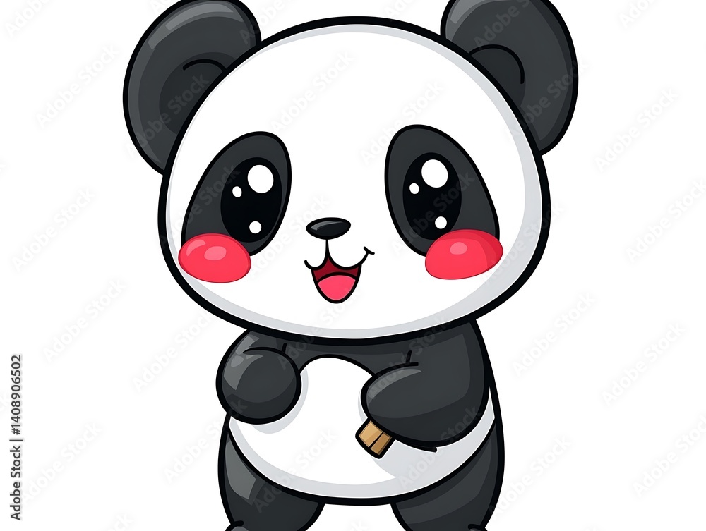 Naklejka premium An adorable illustration of a cute panda bear with a smile