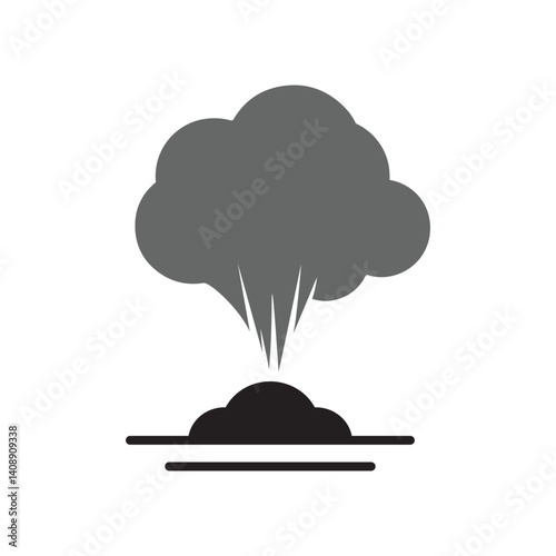 Explosion with a cloud of smoke logo icon illustration