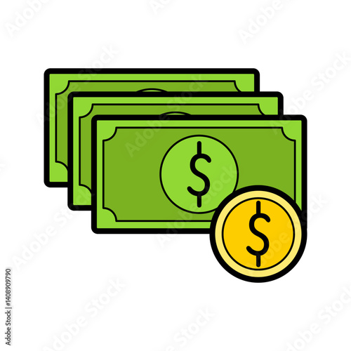dollar and coin icon vector for business and finance items