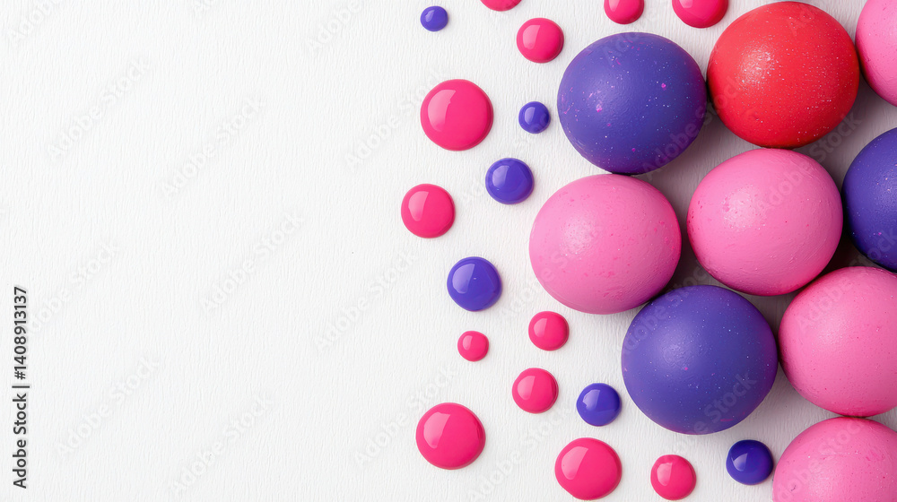 Colorful Round Objects and Paint Dots on White Background for Creative Projects and Designs Colorful Round Objects and Paint Dots on White Background for Creative Projects and Designs