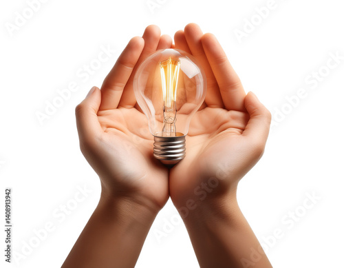 Hands holding solution ideas, isolated on transparent background