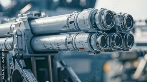 Close-up of Multi-Barrel Weapon System