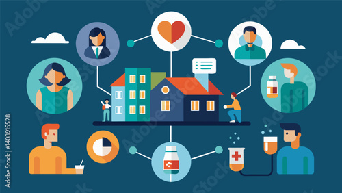 A public health task force utilizing data on opioid overdose rates to implement harm reduction strategies and address the root causes of addiction within a community.. Vector illustration