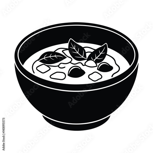  Thai green curry fast food silhouette vector illustration 