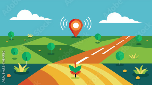Realtime Mapping Using advanced satellite technology autonomous mapping systems are able to provide farmers with realtime maps of their fields. This allows them to identify areas. Vector illustration