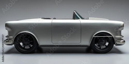 Classic Silver Convertible Car Side Profile Studio Shot