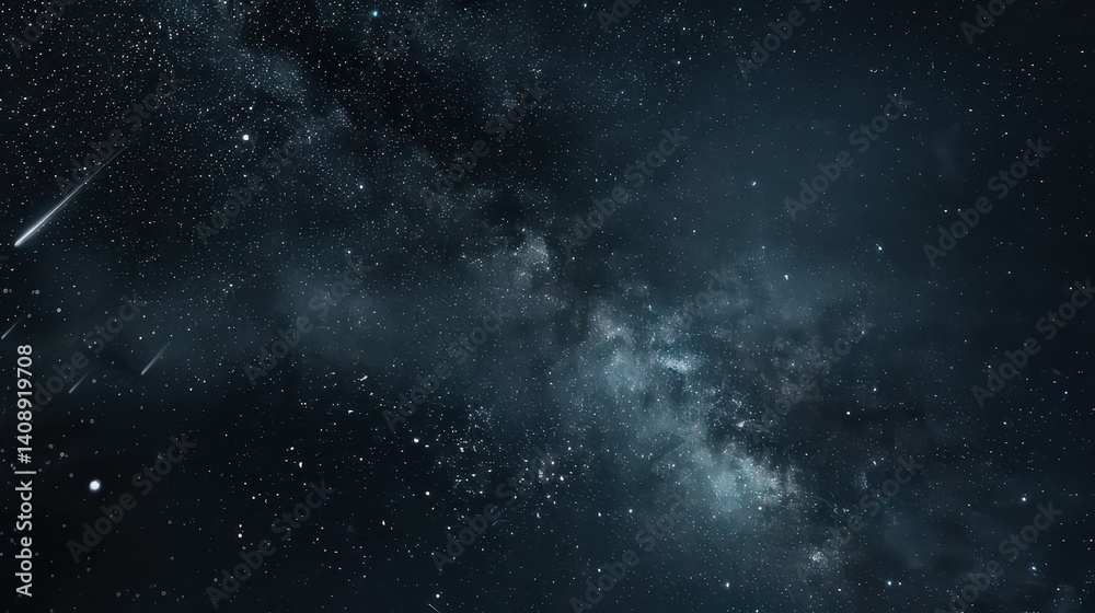 Fototapeta premium Meteor shower lighting up a dark night sky