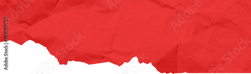 Red ripped torn paper edge border isolated on transparent background. Red Torn Paper Crumpled Illustration