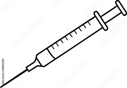 syringe outline coloring book page, syringe line art vector