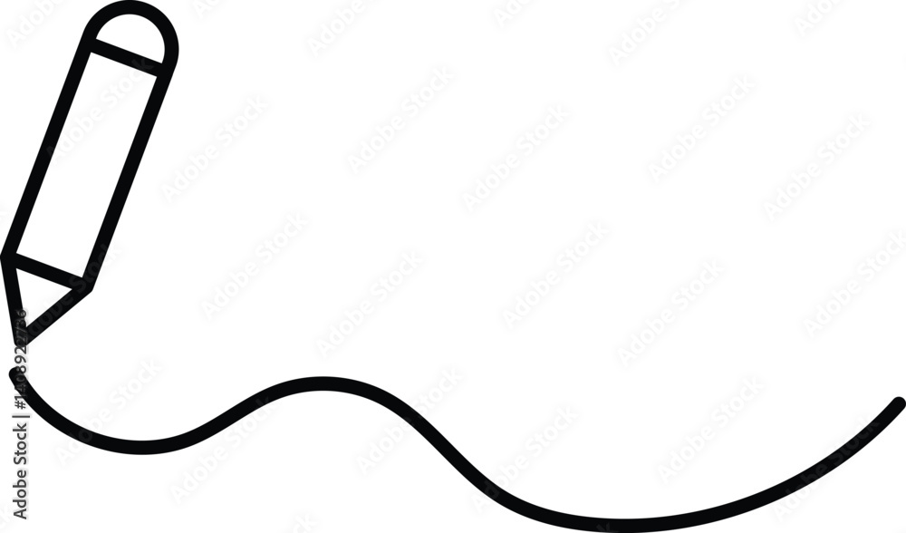 Obraz premium Drawing pencil icon with curved line for sketching and creative design