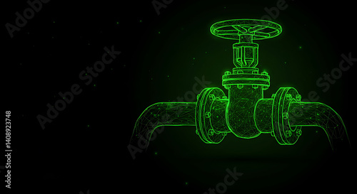 Pipeline Valve Illustration Green Digital Network Design