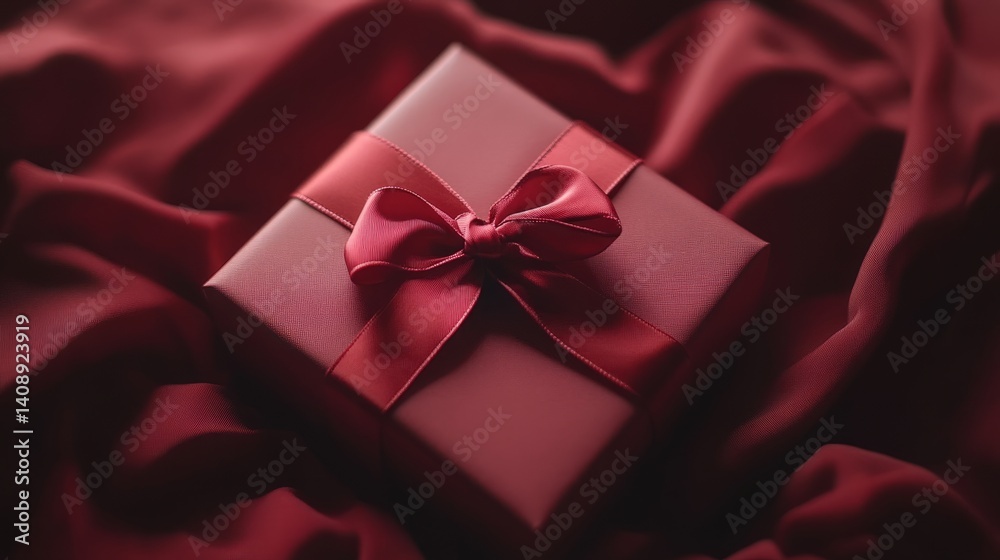 Red gift box with elegant ribbon and bow, symbolizing festive joy and thoughtful giving
