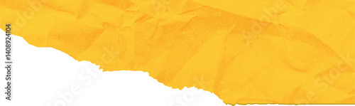 Yellow torn ripped paper edge border isolated on transparent background. Yellow Torn Paper Crumpled Illustration