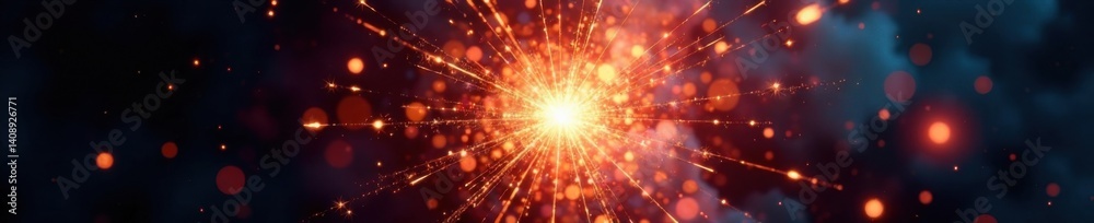 Fototapeta premium Sparkling firework explosion into a starburst shape, sparks, fireworks, vibrant