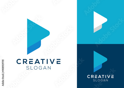 Free Download Letter P with play button or wallet logo design - GFXLoad
